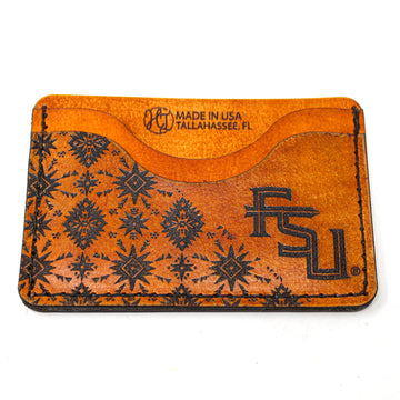 Leather Card Holder Mens Wallet -  FSU Spirited