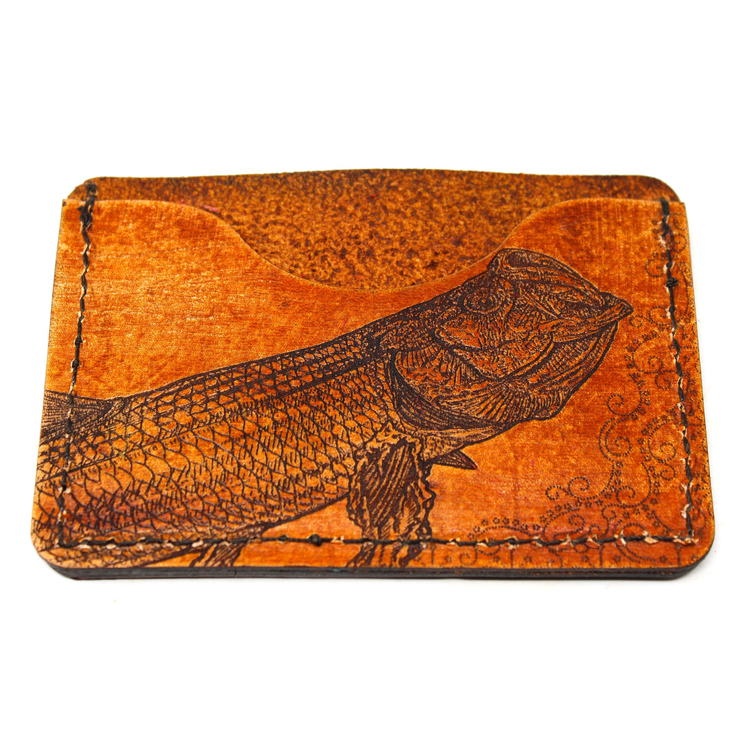 Leather Card Holder Mens Wallet -  Twisting Tarpon