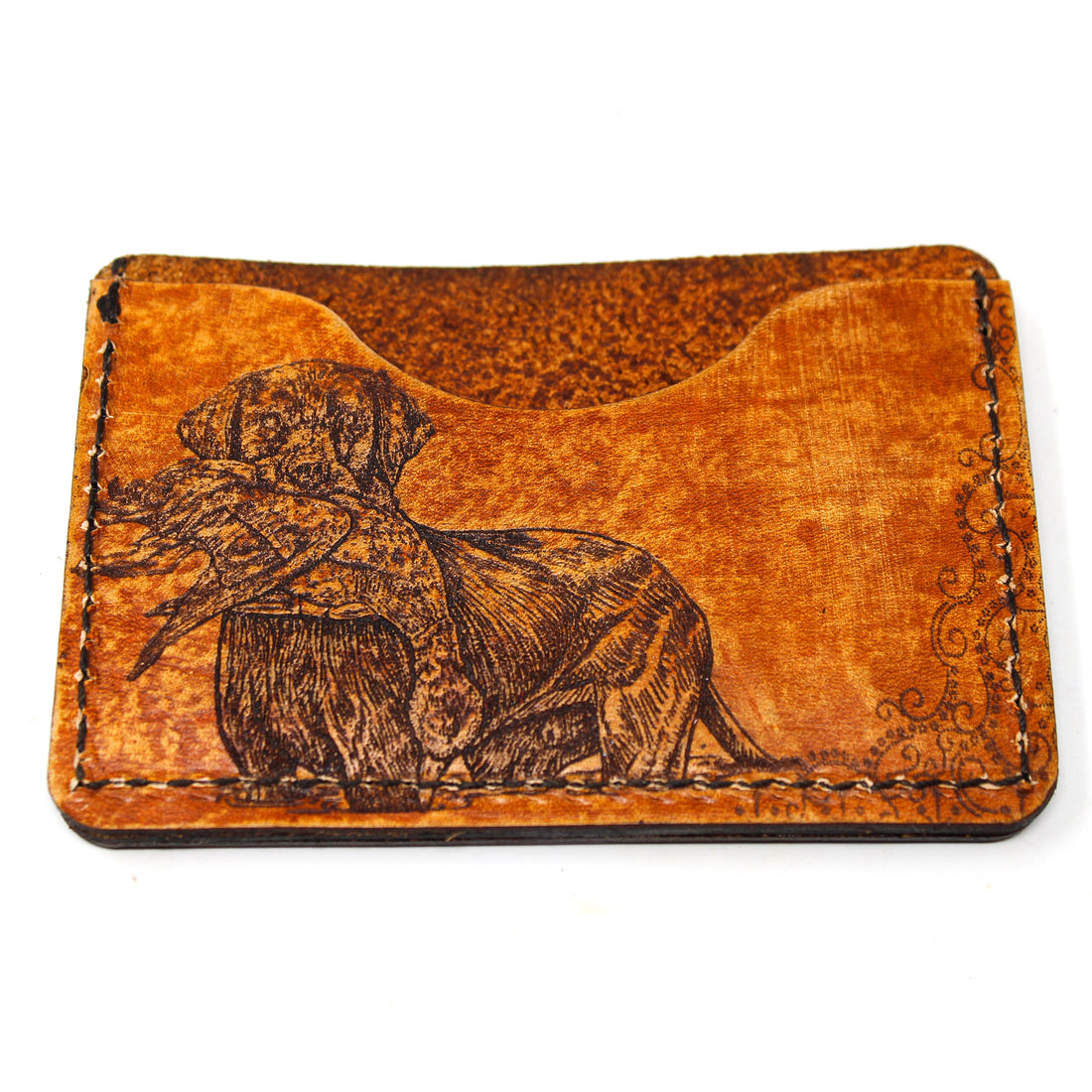 Leather Card Holder Mens Wallet -  Duck Hunt