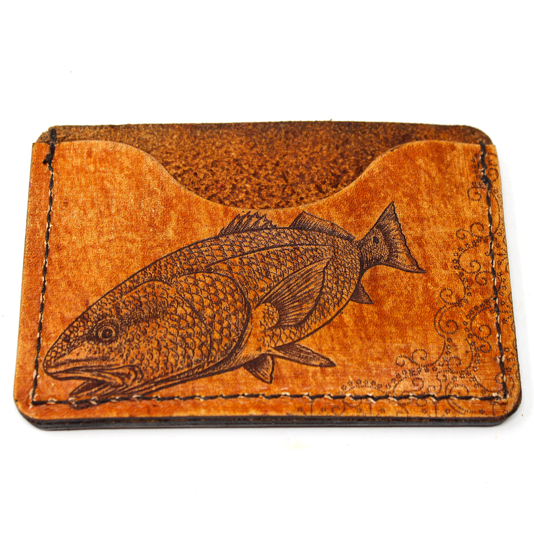 Leather Card Holder Mens Wallet -  Redfish