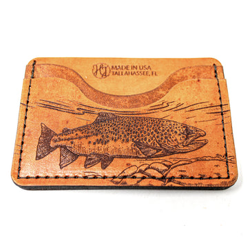 Leather Card Holder Mens Wallet -  Brown Trout