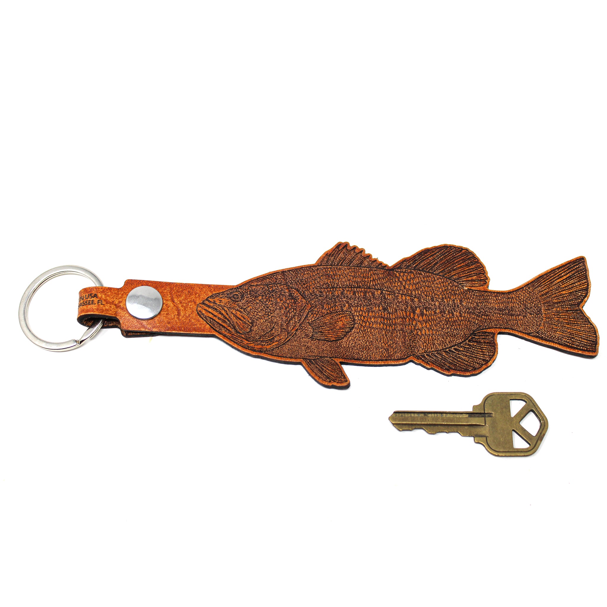 Leather Keychain - Large Largemouth Bass Keychain