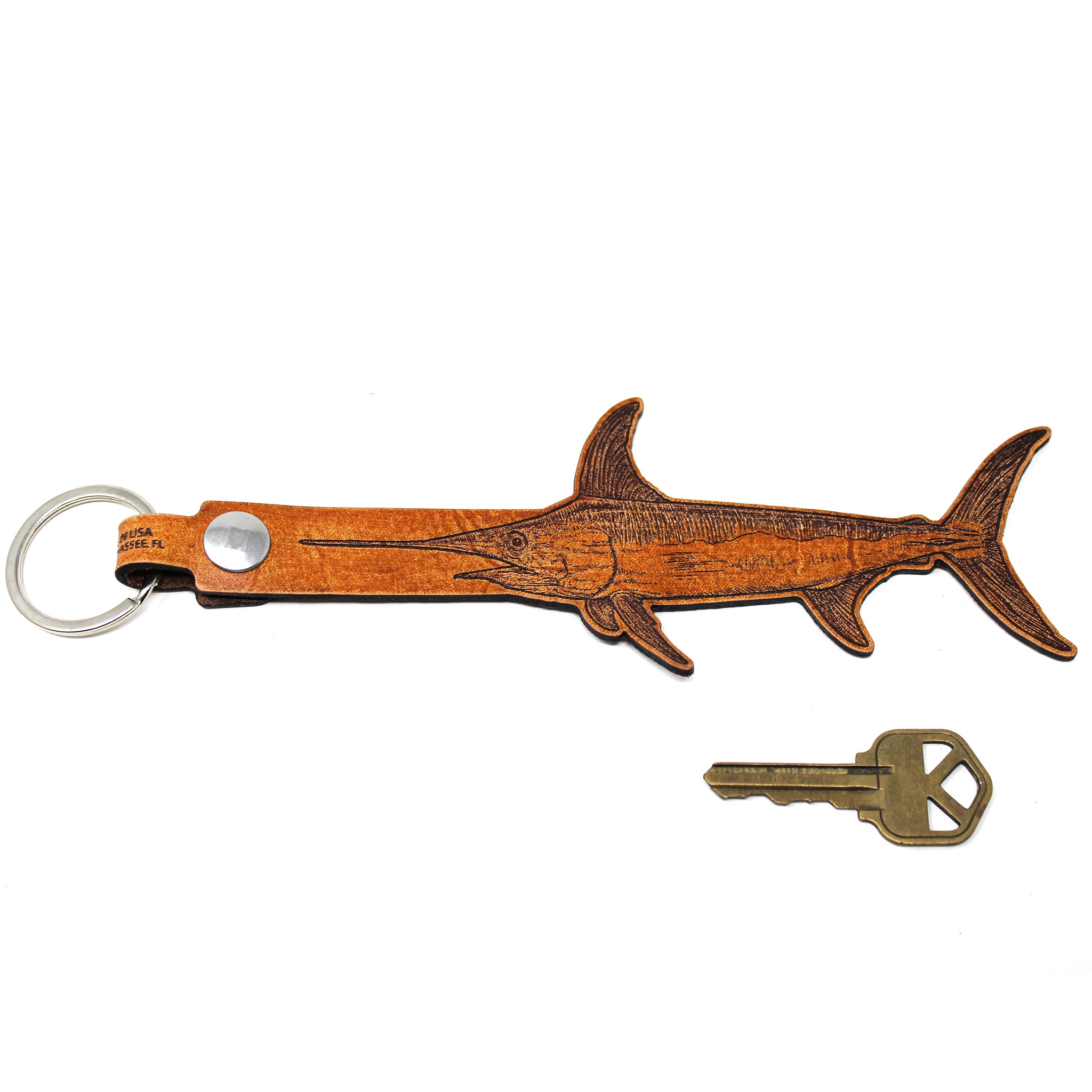 Leather Keychain - Large Swordfish Keychain