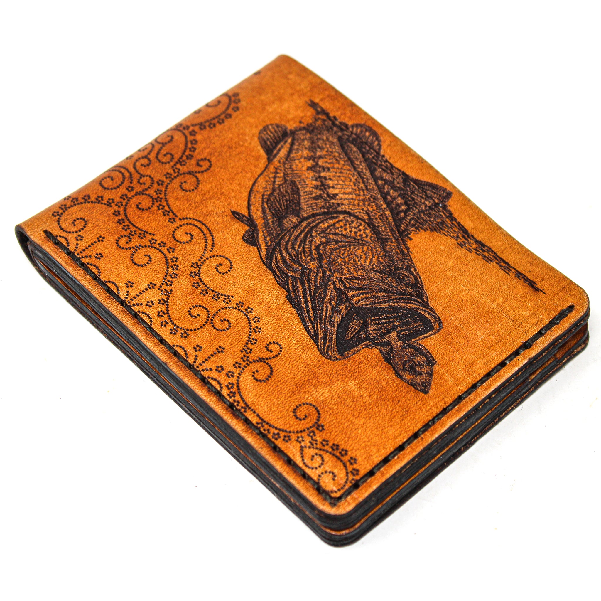 Leather Bill Fold Wallet -  Large Mouth Bass