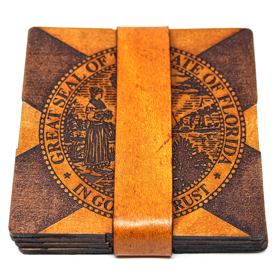 Juego de Posavasos - Cuero - Bandera de Florida