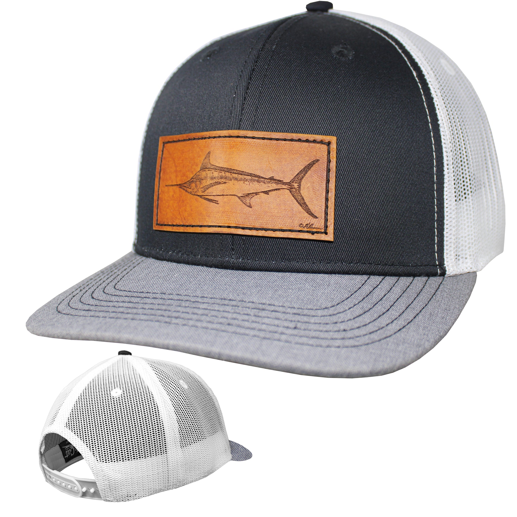 Trucker Performance Cap - Blue Marlin Leather Patch