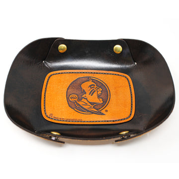 Leather Valet Tray - FSU Seminole Head