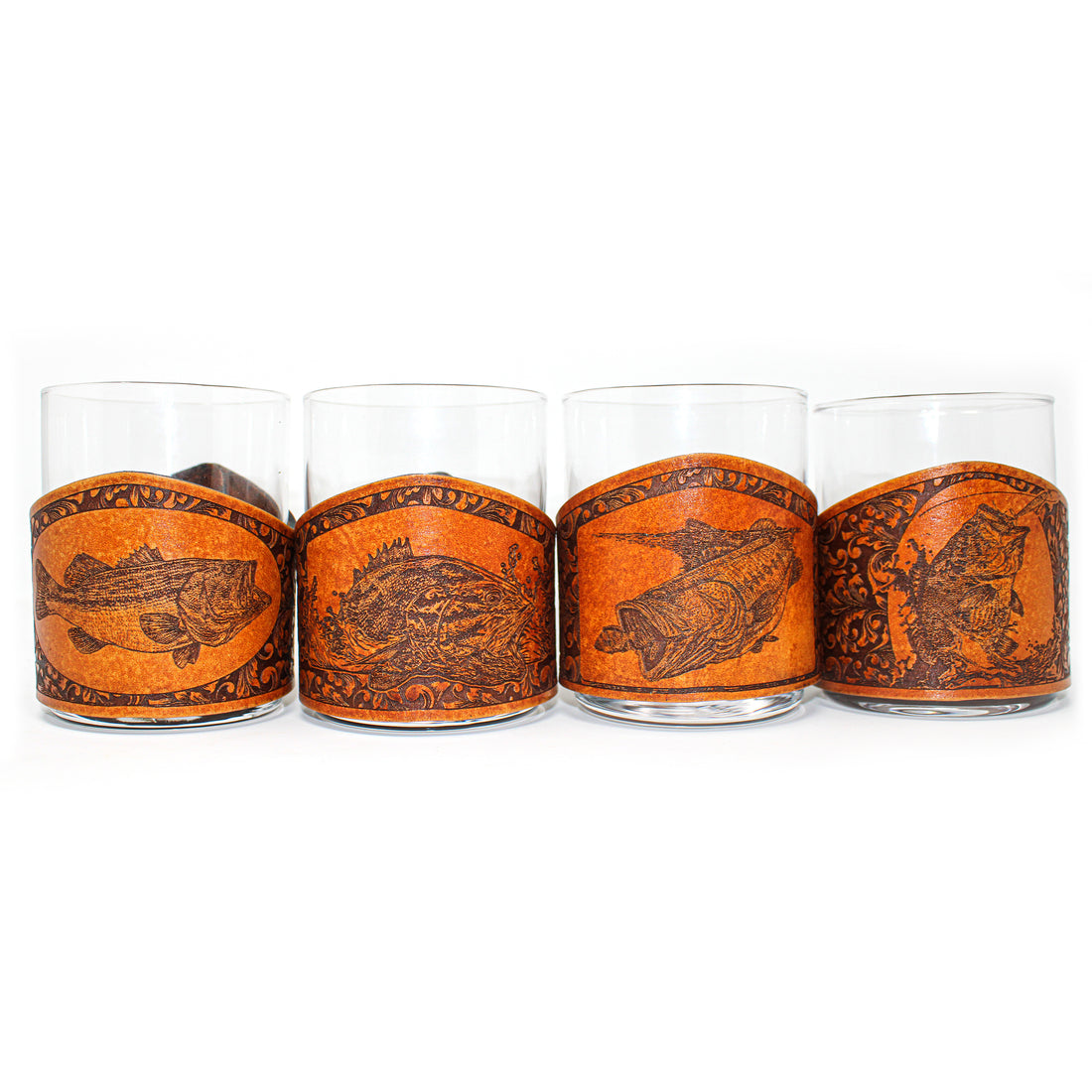 Envoltura de cuero para vaso de whisky - Juego de grabador de bajo de boca grande