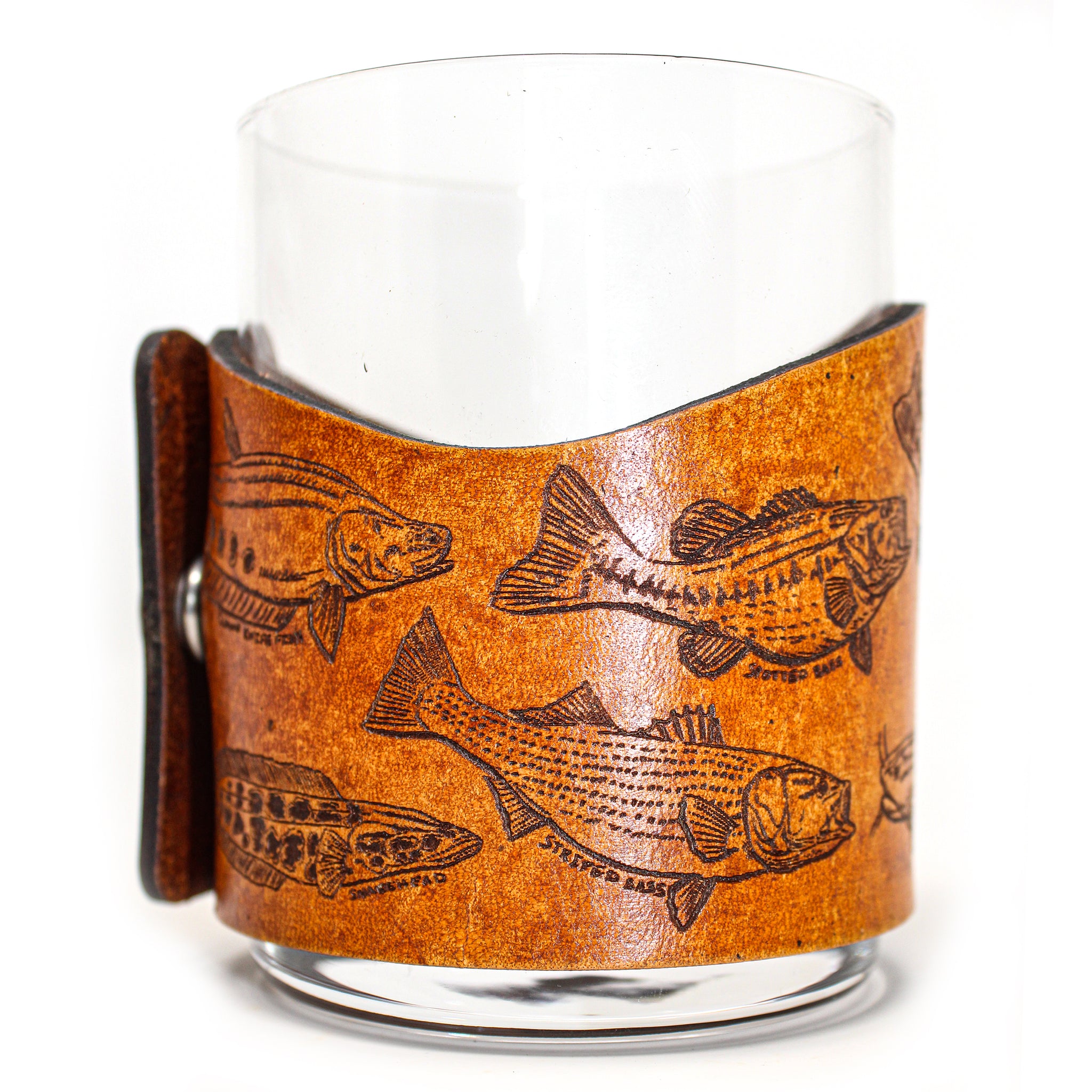 Whiskey Glass Leather Wrap - Fresh & Salt Trophy Set