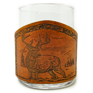 Envoltura de cuero para vaso de whisky - Jumping Lab Bird Dog Engraver glass