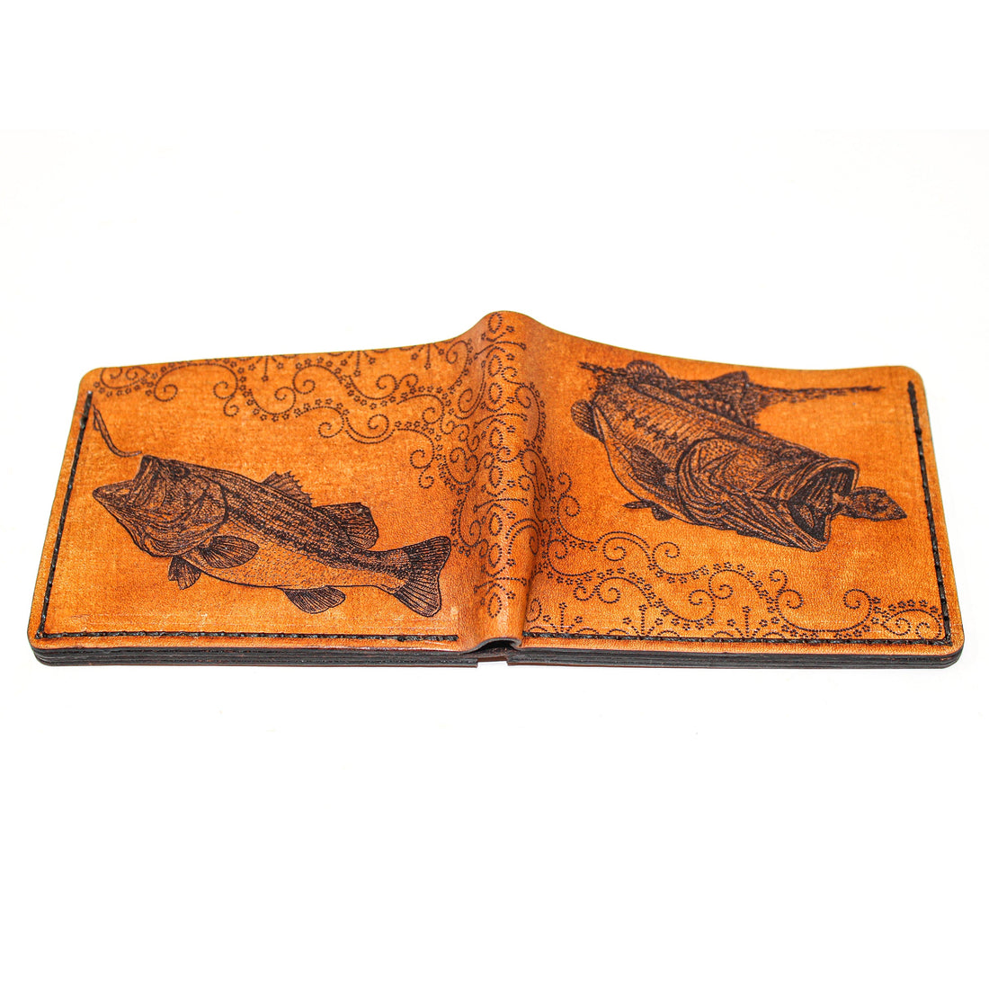 Cartera plegable de cuero - Bajo de boca grande