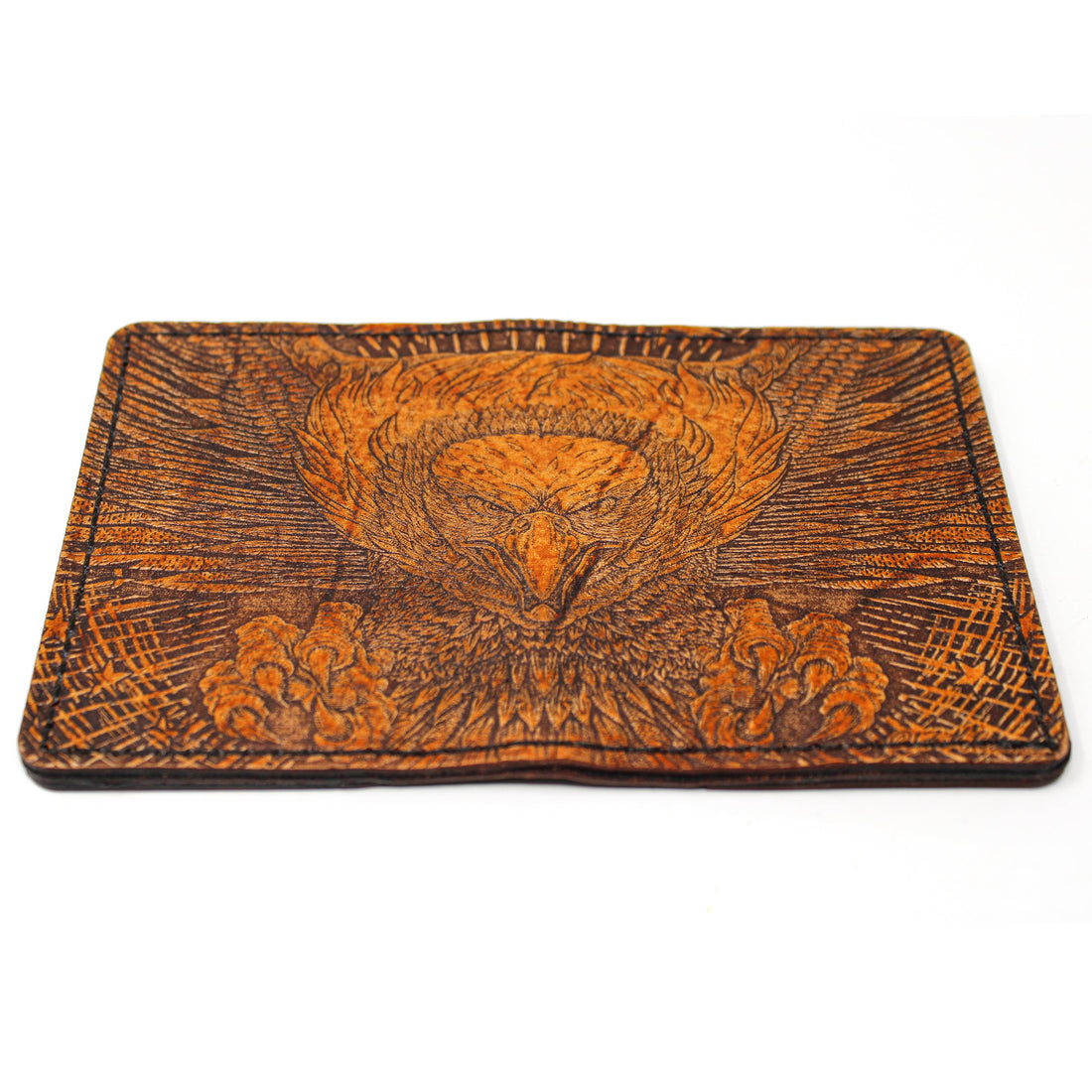 Leather Mens Wallet - Diving Eagle - Front