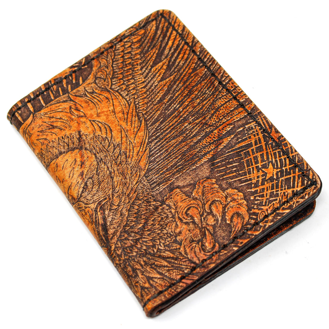 Leather Mens Wallet - Diving Eagle - Front