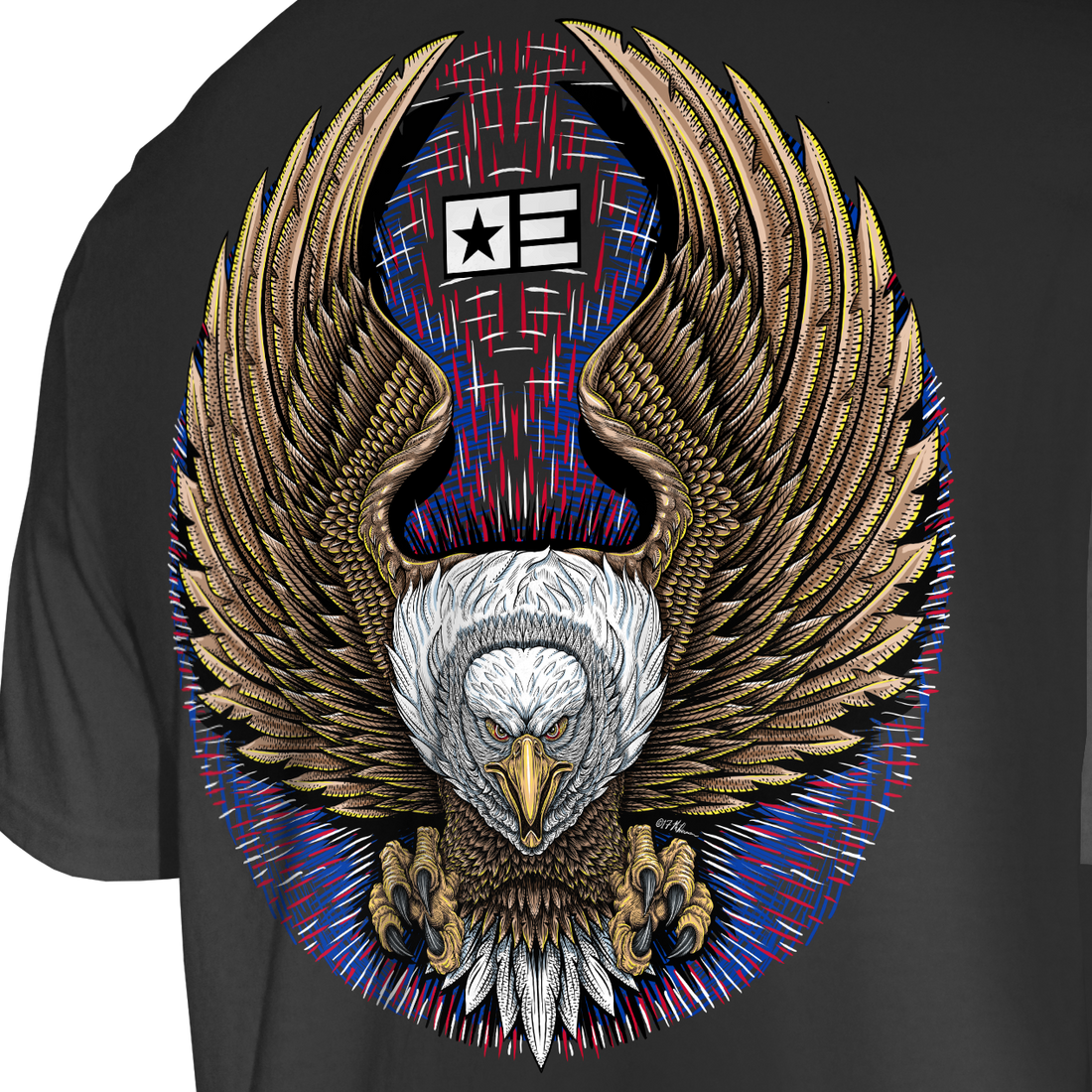Outdoor Endeavors Patriotic - Camiseta hecha en Estados Unidos - Águila buceadora