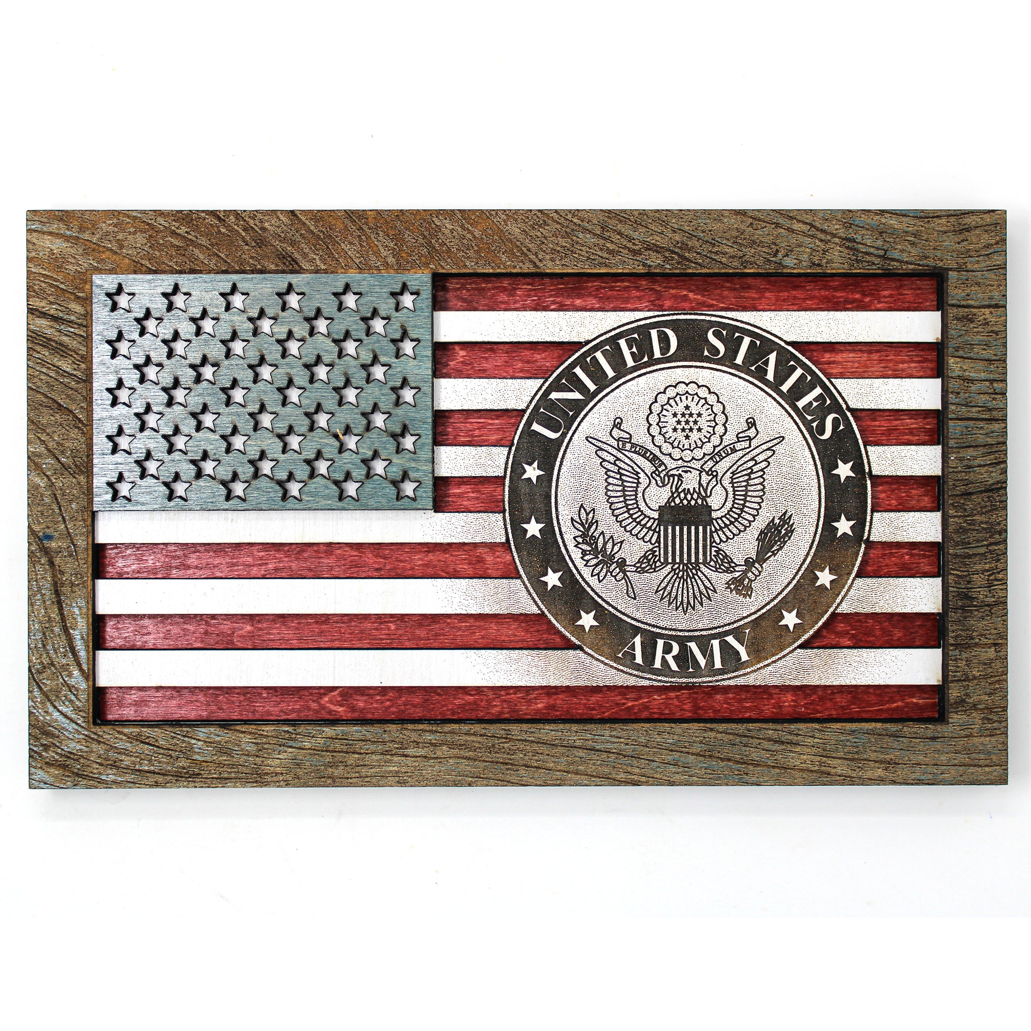 3D Wood Wall Art - Army Seal American Flag