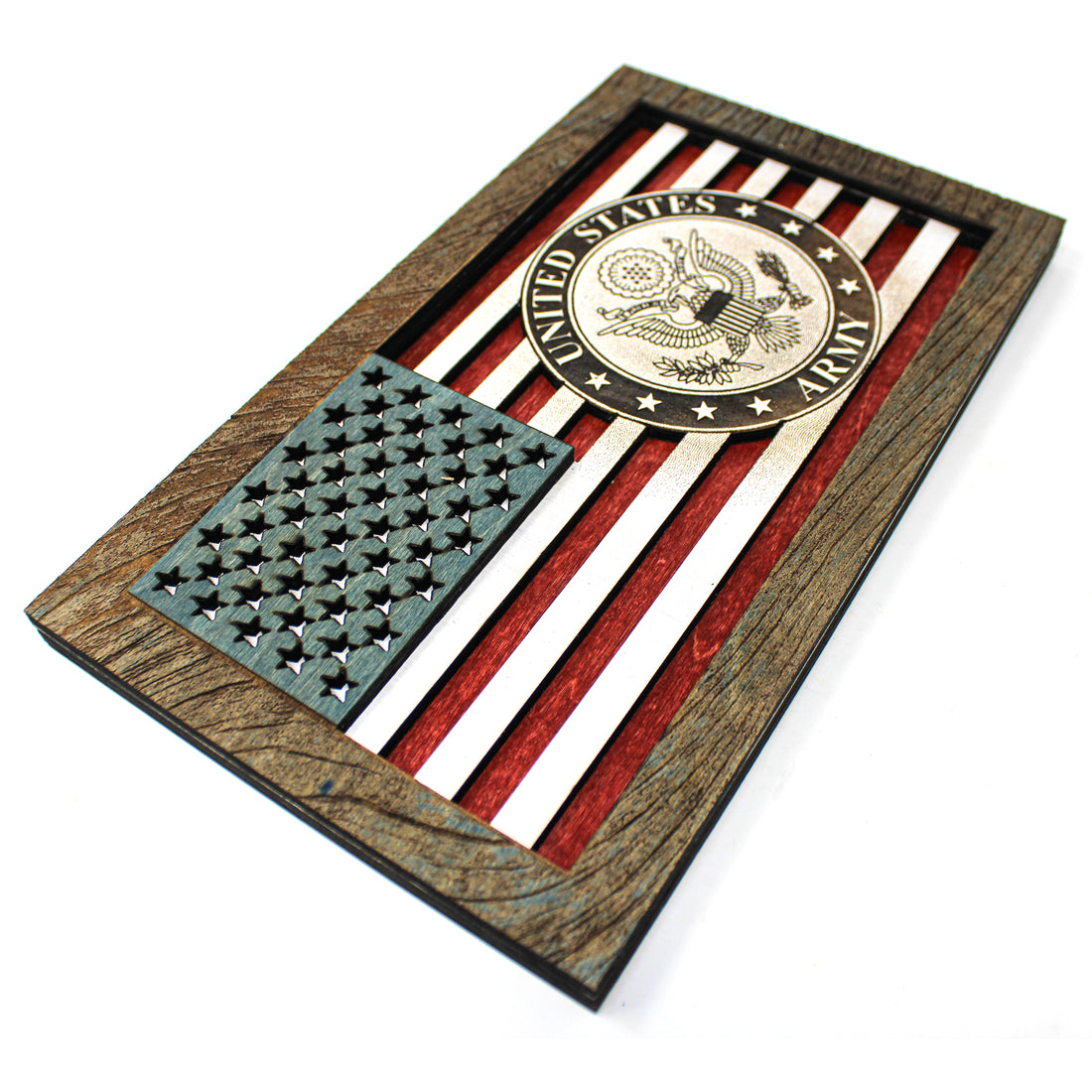 3D Wood Wall Art - Army Seal American Flag