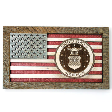 3D Wood Wall Art - Air Force Seal American Flag
