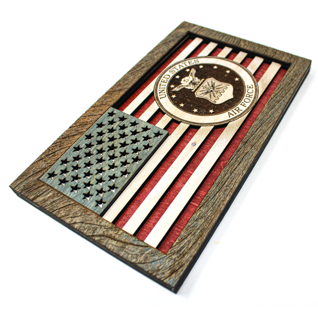 3D Wood Wall Art - Air Force Seal American Flag