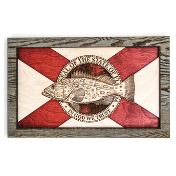 Wall Art - GAG Grouper Florida Flag 3D Wood Art