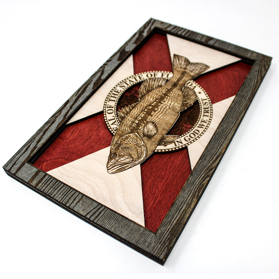 Wall Art - Largemouth Bass Florida Flag 3D Wood Art