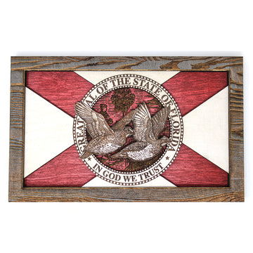 Wall Art - Quail Florida Flag 3D Wood Art