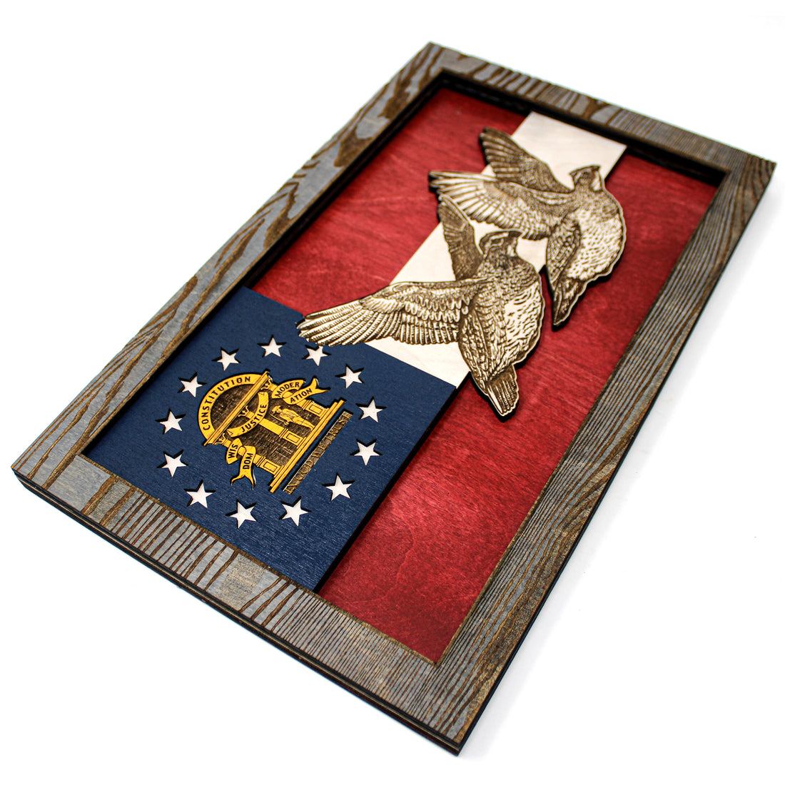 Wall Art - Quail Georgia Flag 3D Wood Art