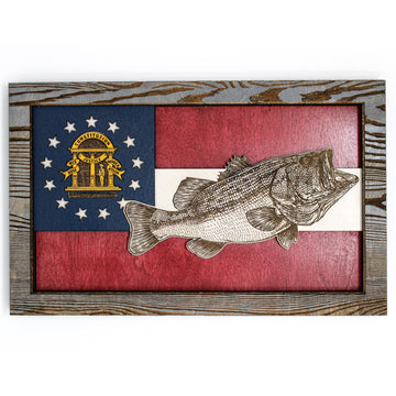Wall Art - Large Mouth Bass Georgia Flag 3D Wood Art