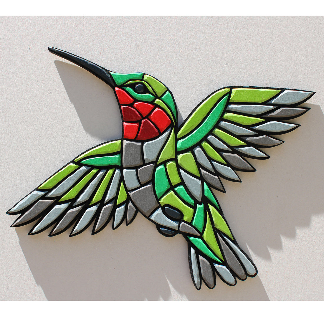 Arte de pared - Mosaico de madera de edición limitada - Colibrí