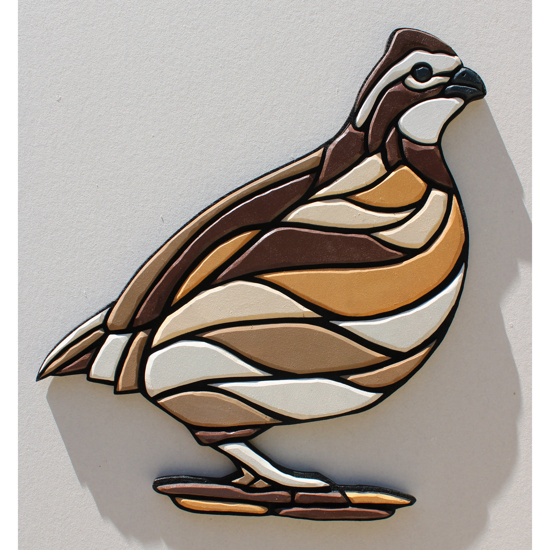 Wall Art - Limited Edition Wood Mosaic - Quail on alert