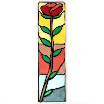 Arte de pared - Mosaico de madera con pieza decorativa - Rosa 1