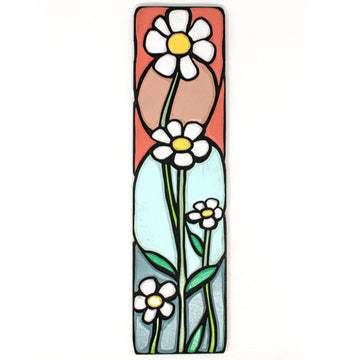 Arte de pared - Mosaico de madera con pieza decorativa - Margaritas