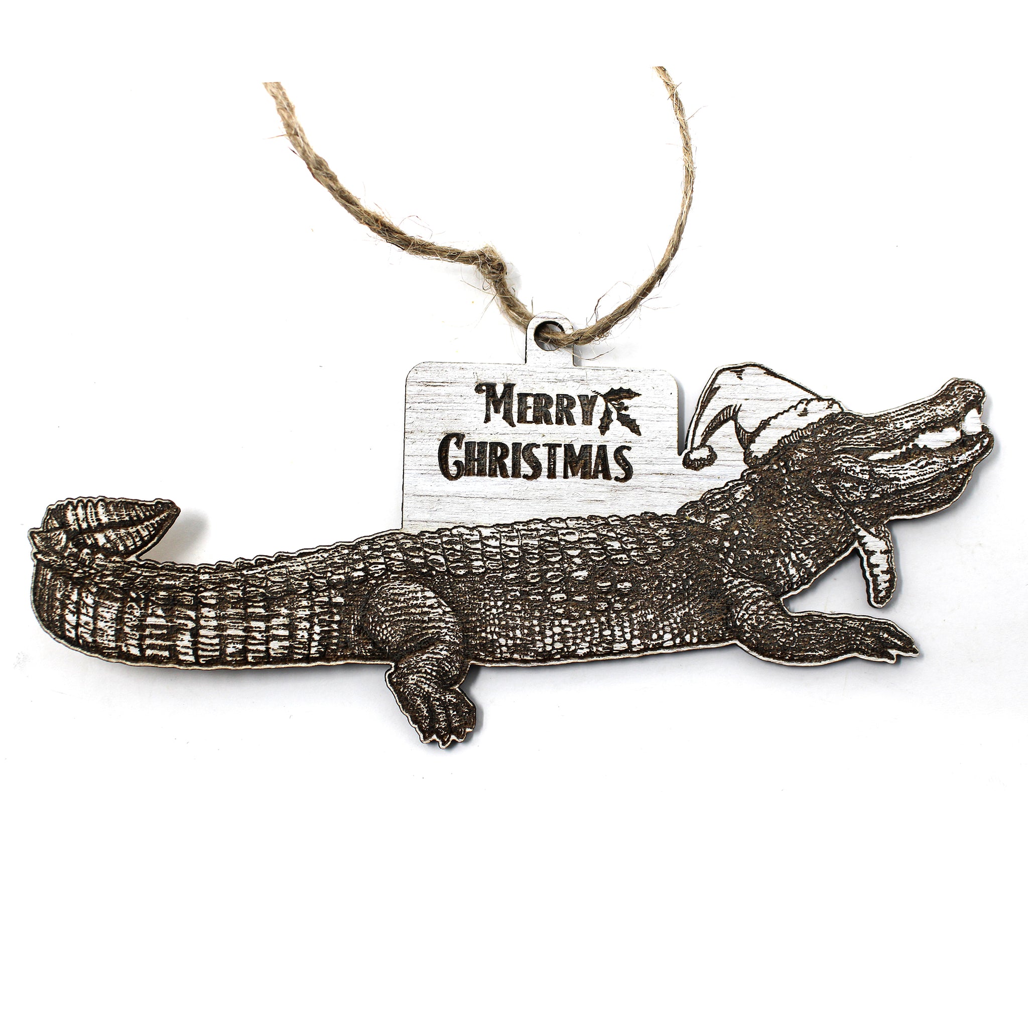 Wood Christmas Ornaments - Alligator Christmas