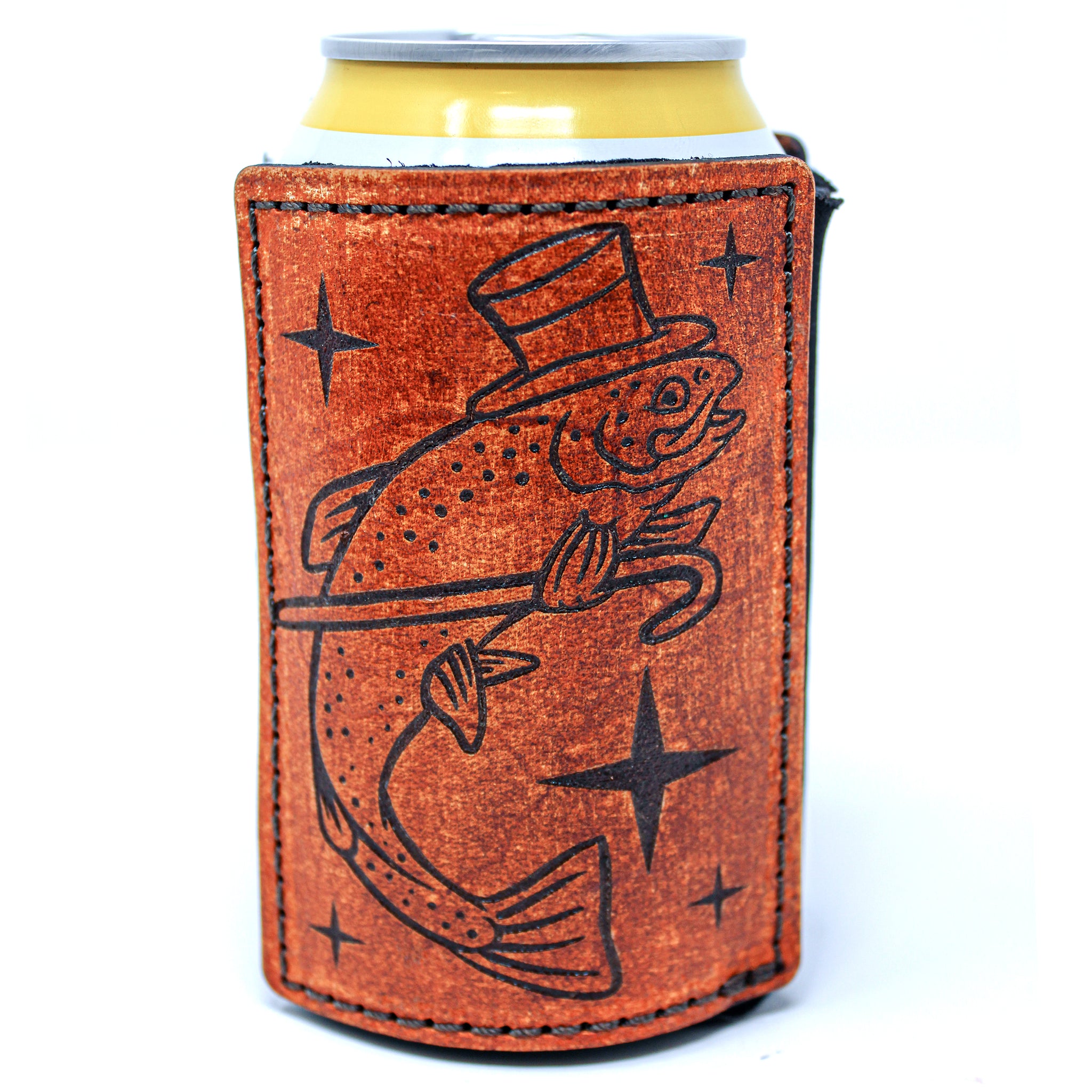 Leather Patch Drink Sleeve - Dancin' Trout
