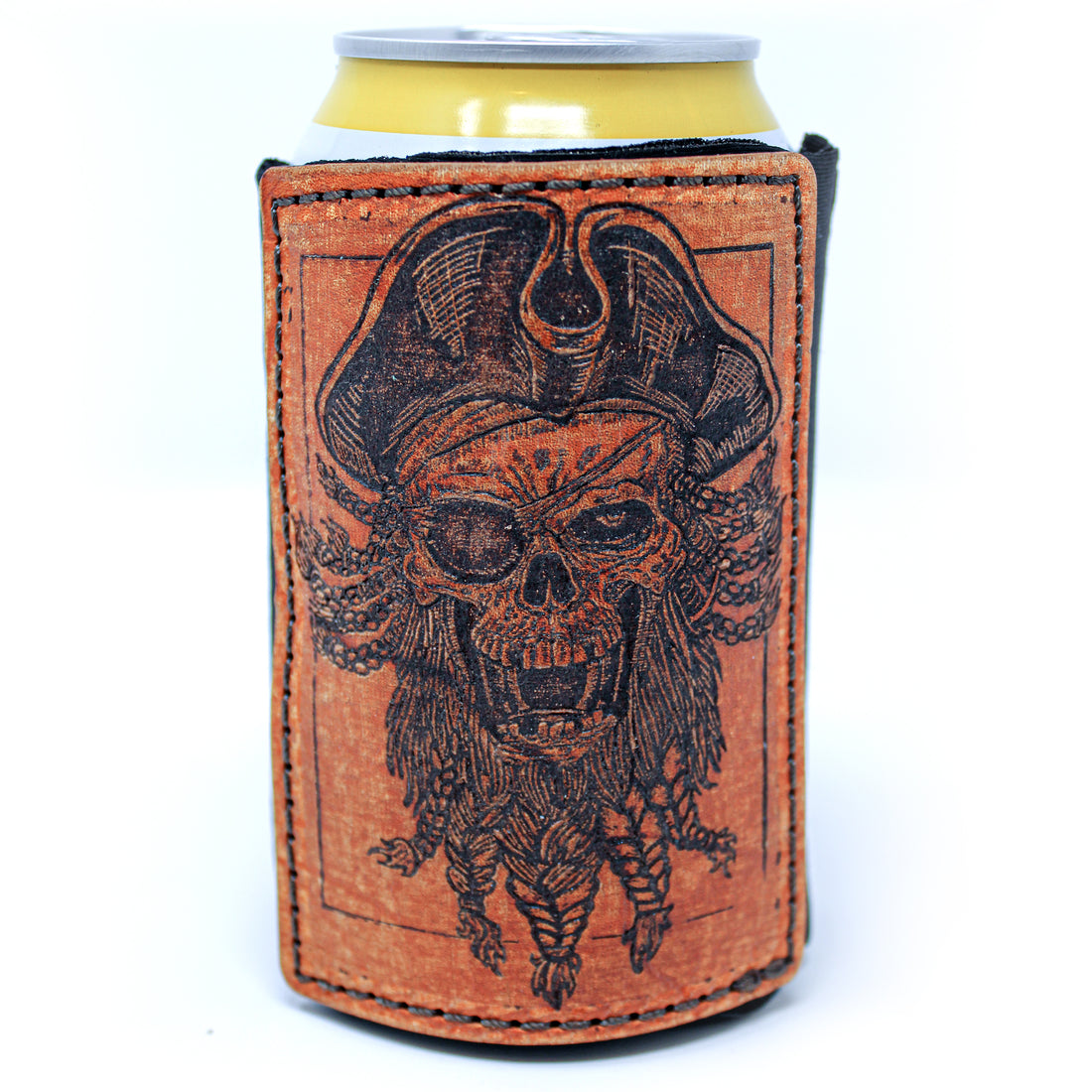 Funda para bebida con parche de cuero - Pirate Skellyhead
