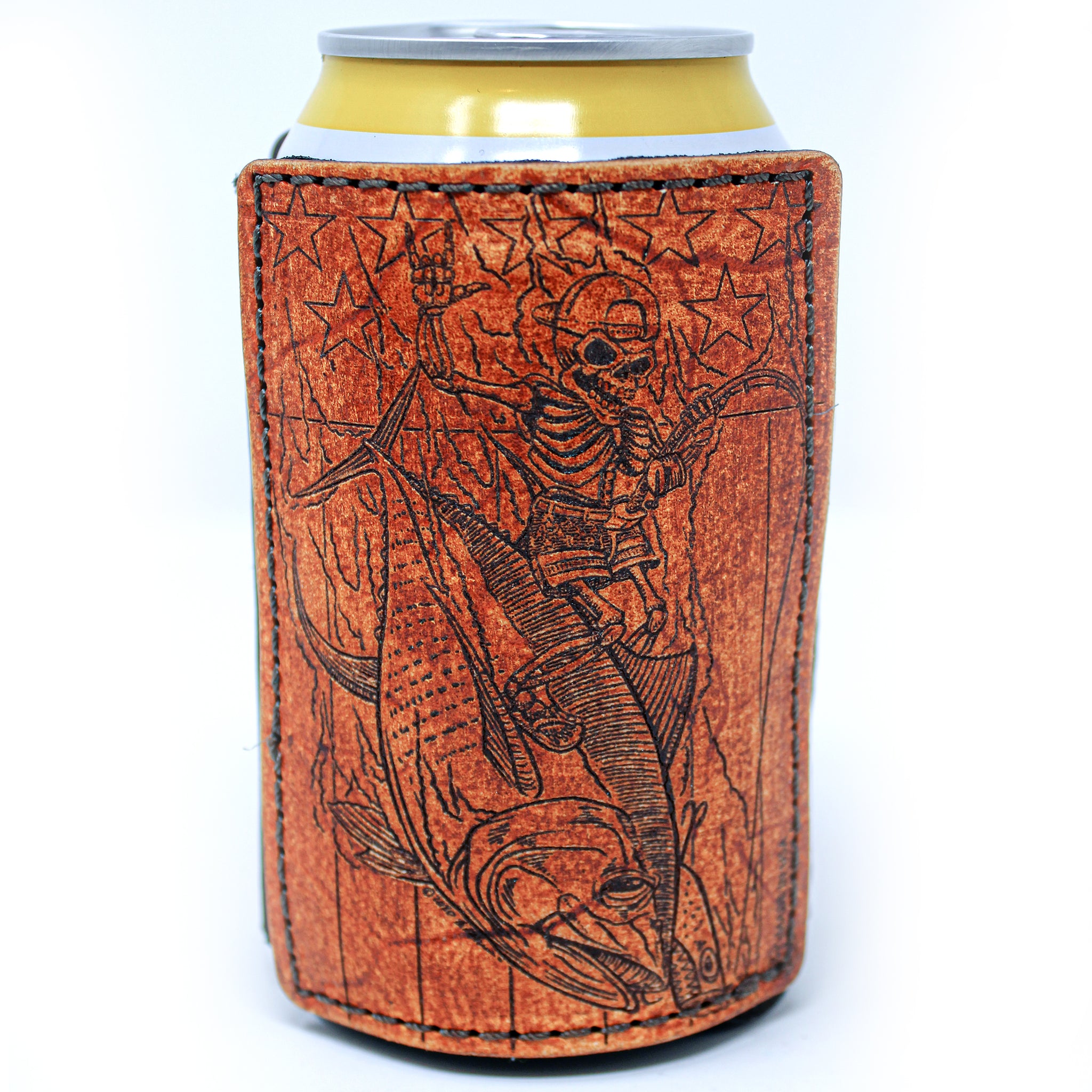 Leather Patch Drink Sleeve - Skellywag vs. Yellowfin