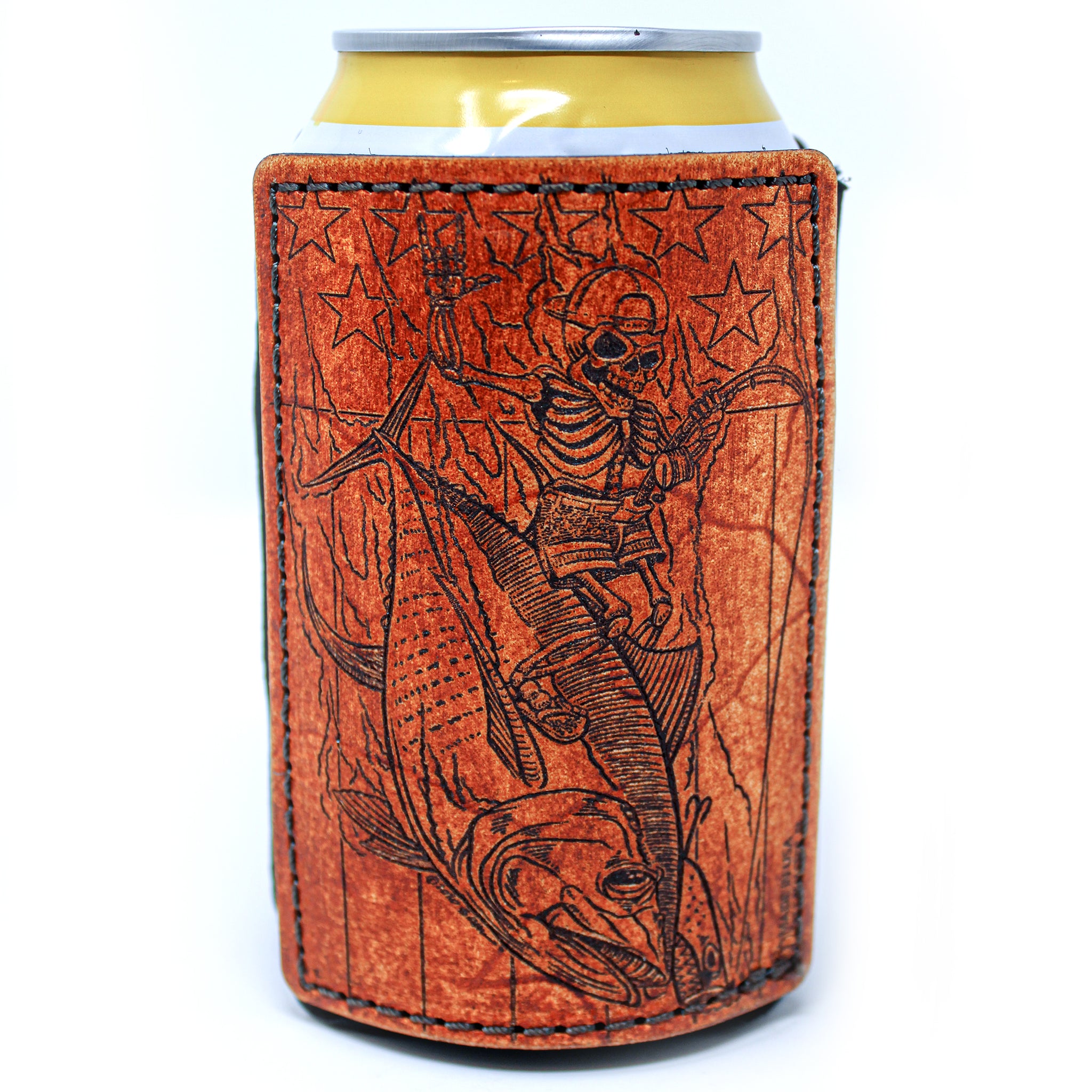 Leather Patch Drink Sleeve - Skellywag vs. Yellowfin