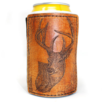 Leather Patch Drink Sleeve - Whitetail Buck