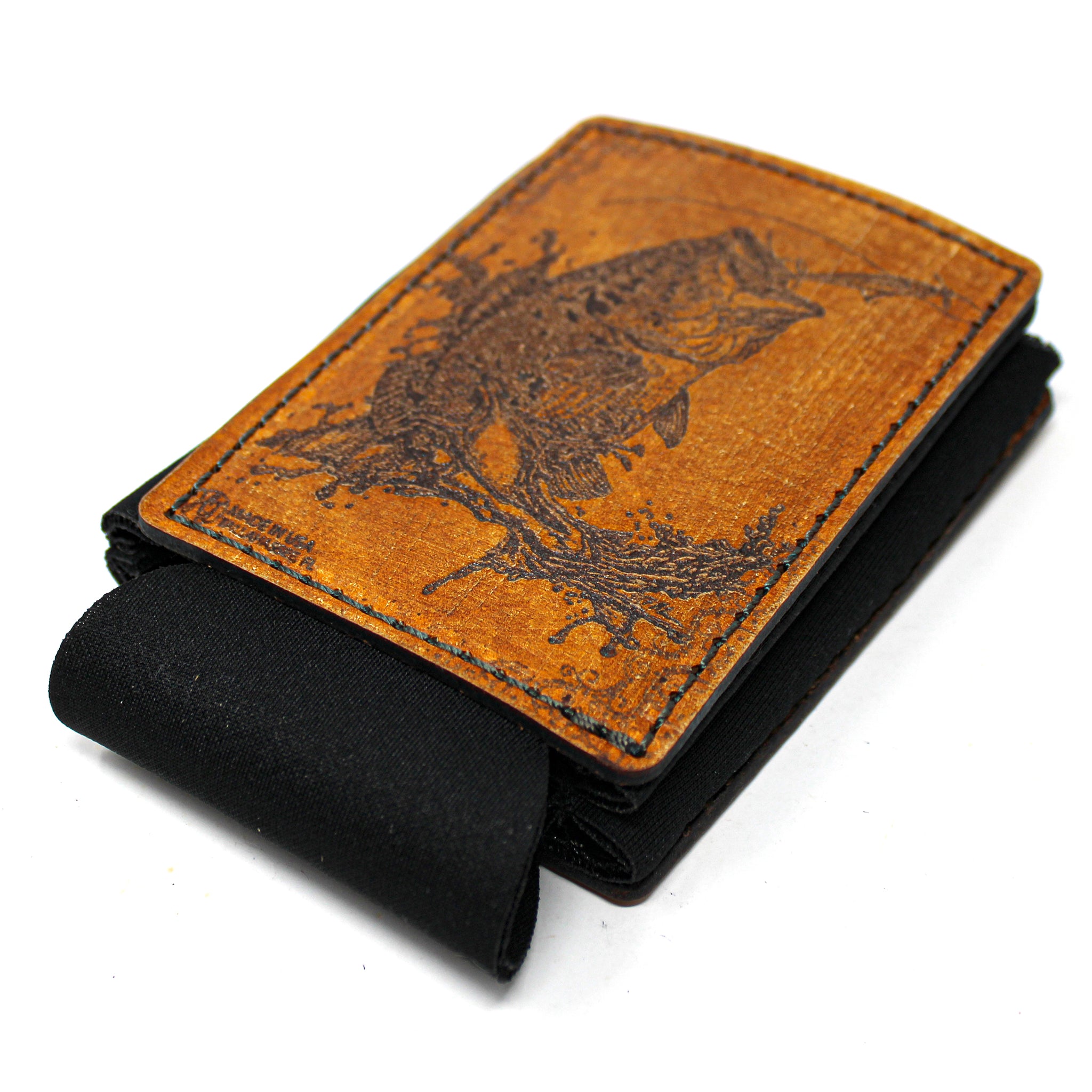 Leather Patch Drink Sleeve - Morning Glory Bass