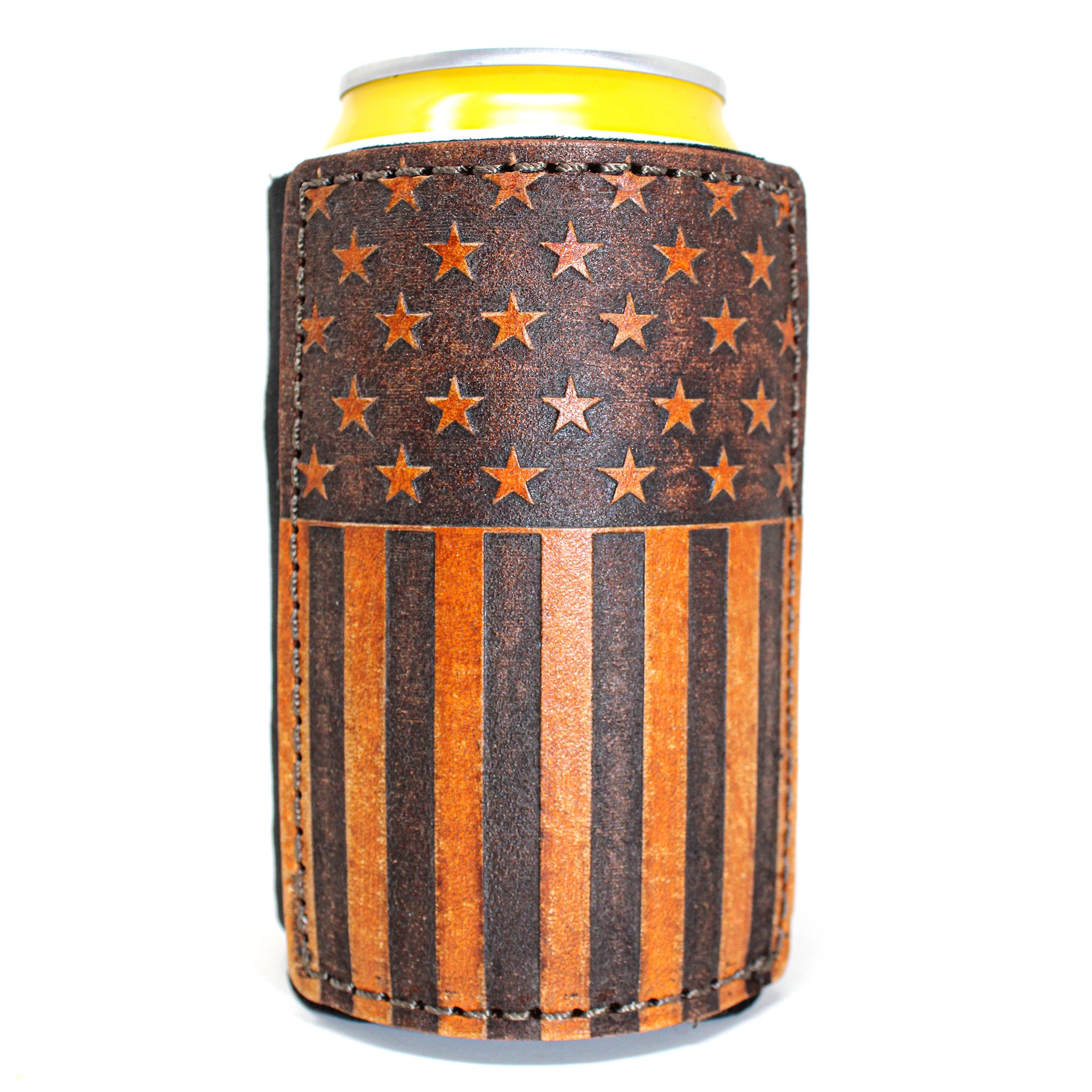 Leather Patch Drink Sleeve - Stars and Bars