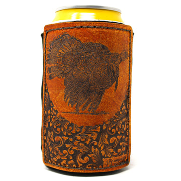 Funda de bebida con parche de cuero - Caza de pavo