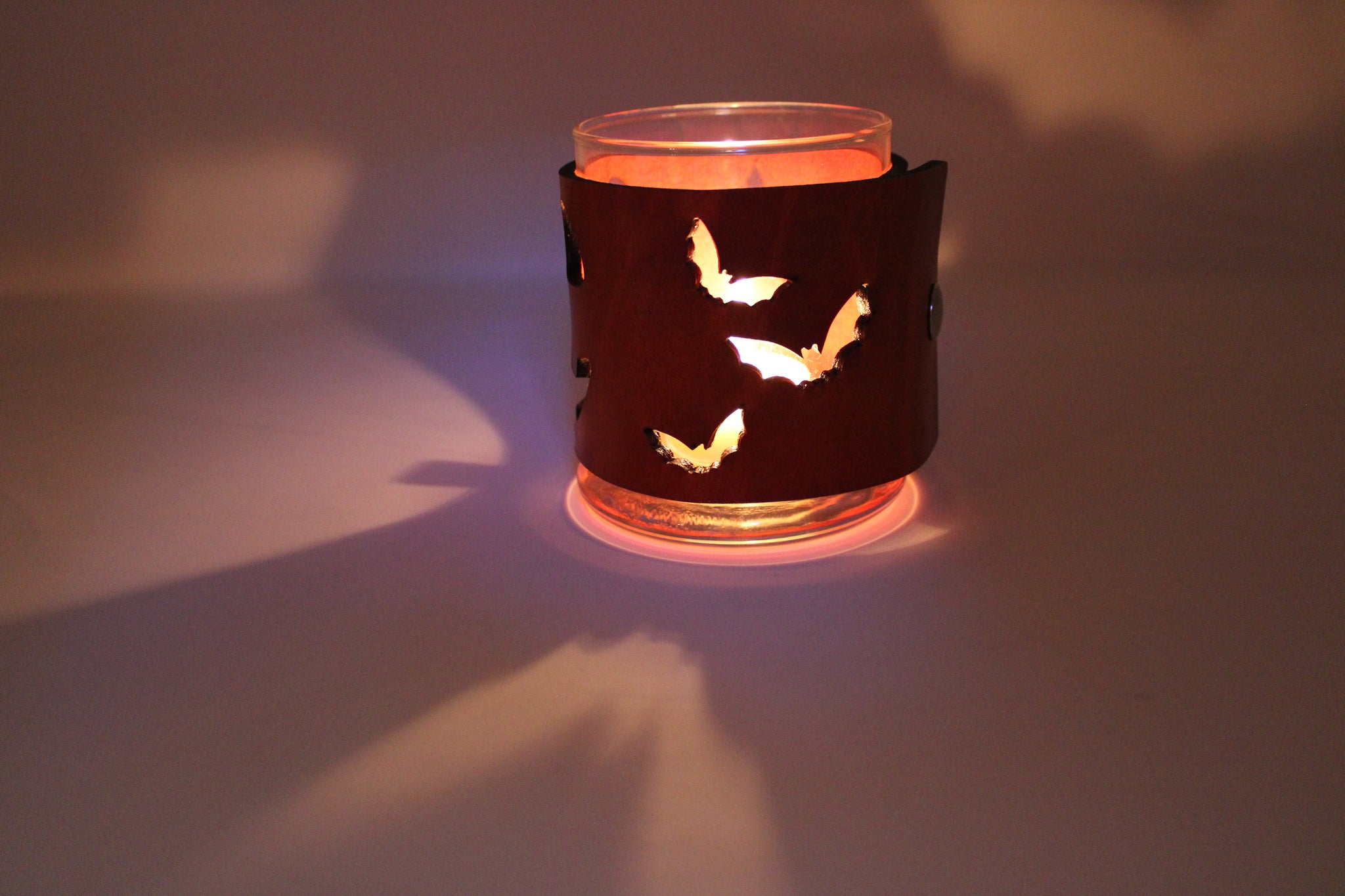 Leather Luminary Candle Set - Jack O Lantern