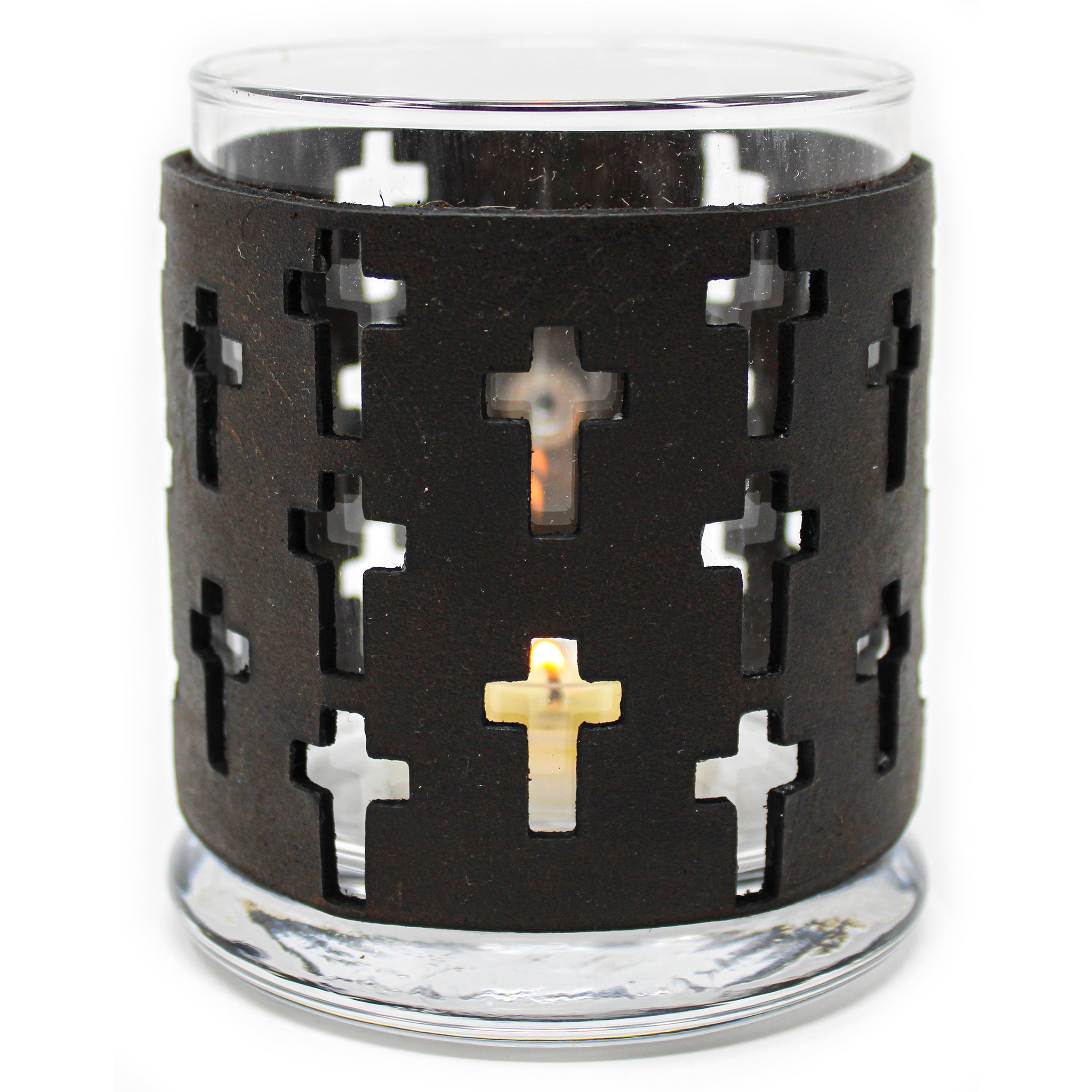Leather Luminary Candle Set - Crosses