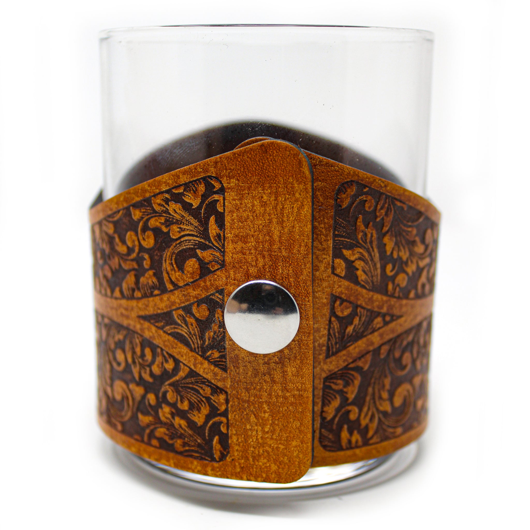 Whiskey Glass Leather Wrap - GAG Grouper Engraver glass