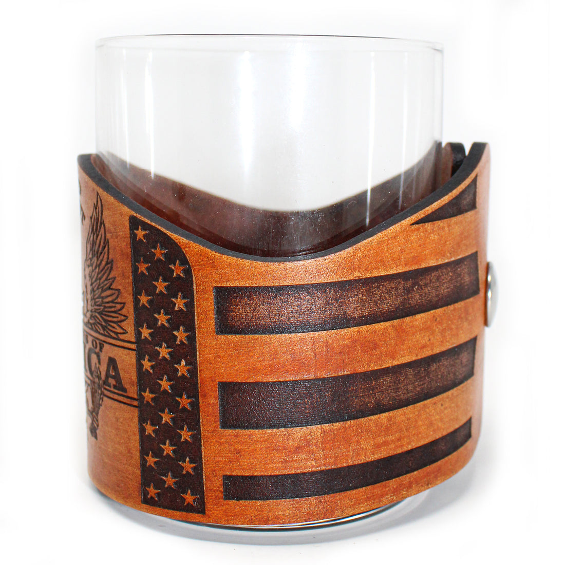 Envoltura de cuero para vaso de whisky - Vidrio IGWT Eagle Engraver