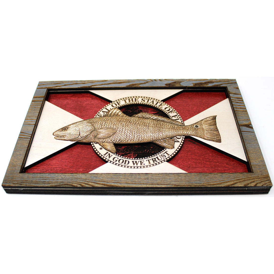 Wall Art - Redfish Florida Flag 3D Wood Art