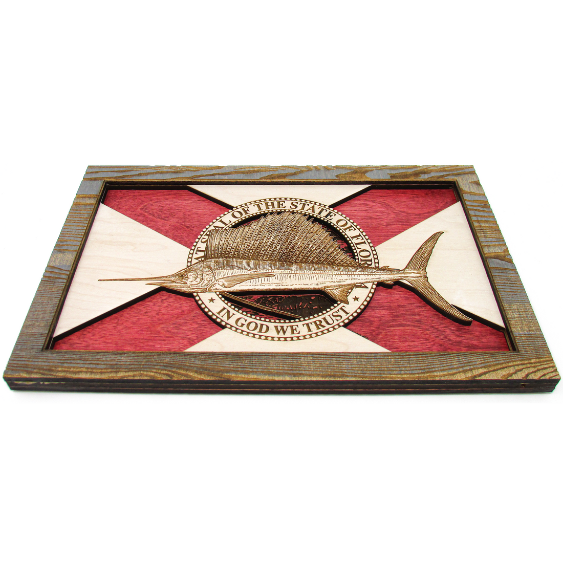 Wall Art - Sailfish Florida Flag 3D Wood Art