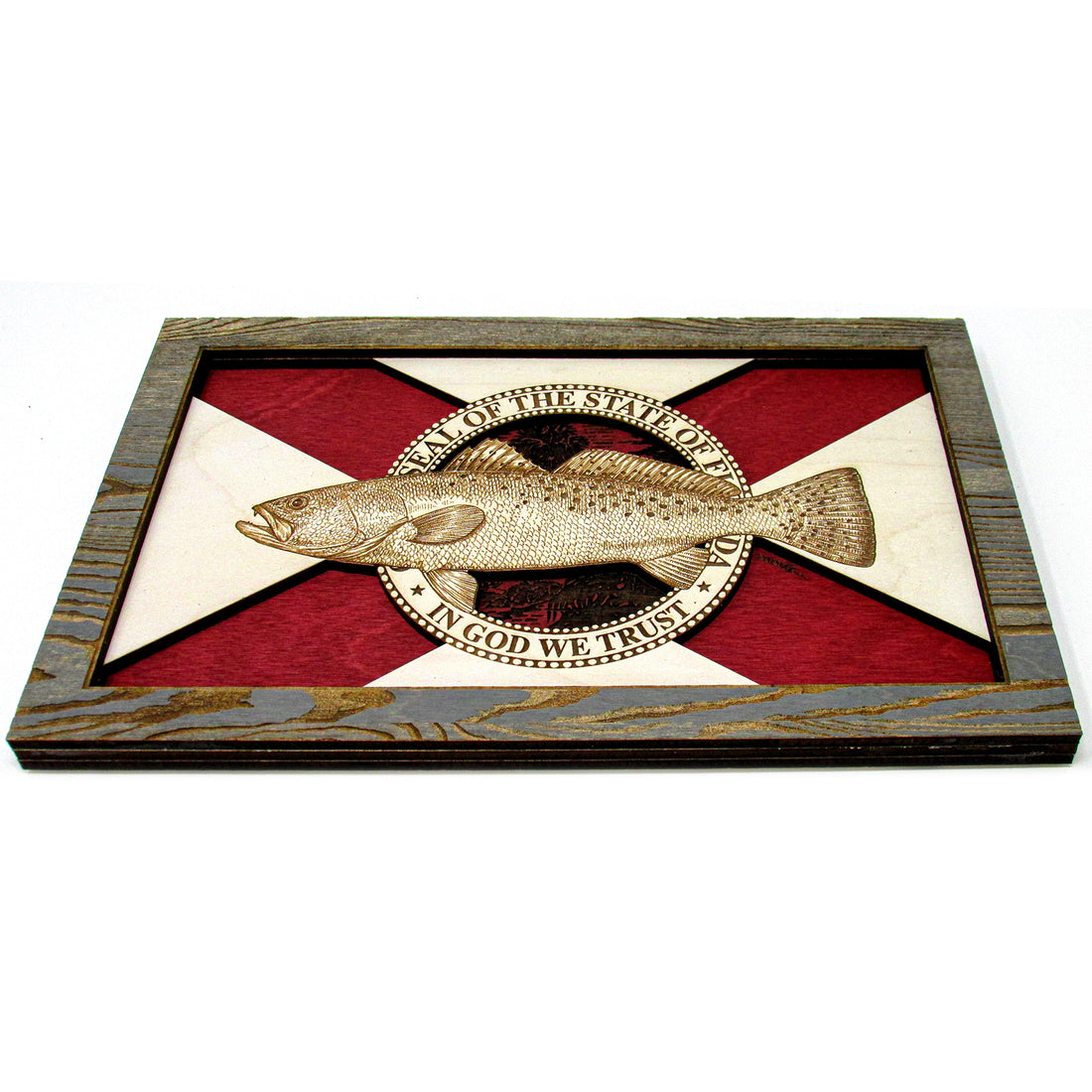 Wall Art - Spotted Seatrout Florida Flag 3D Wood Art