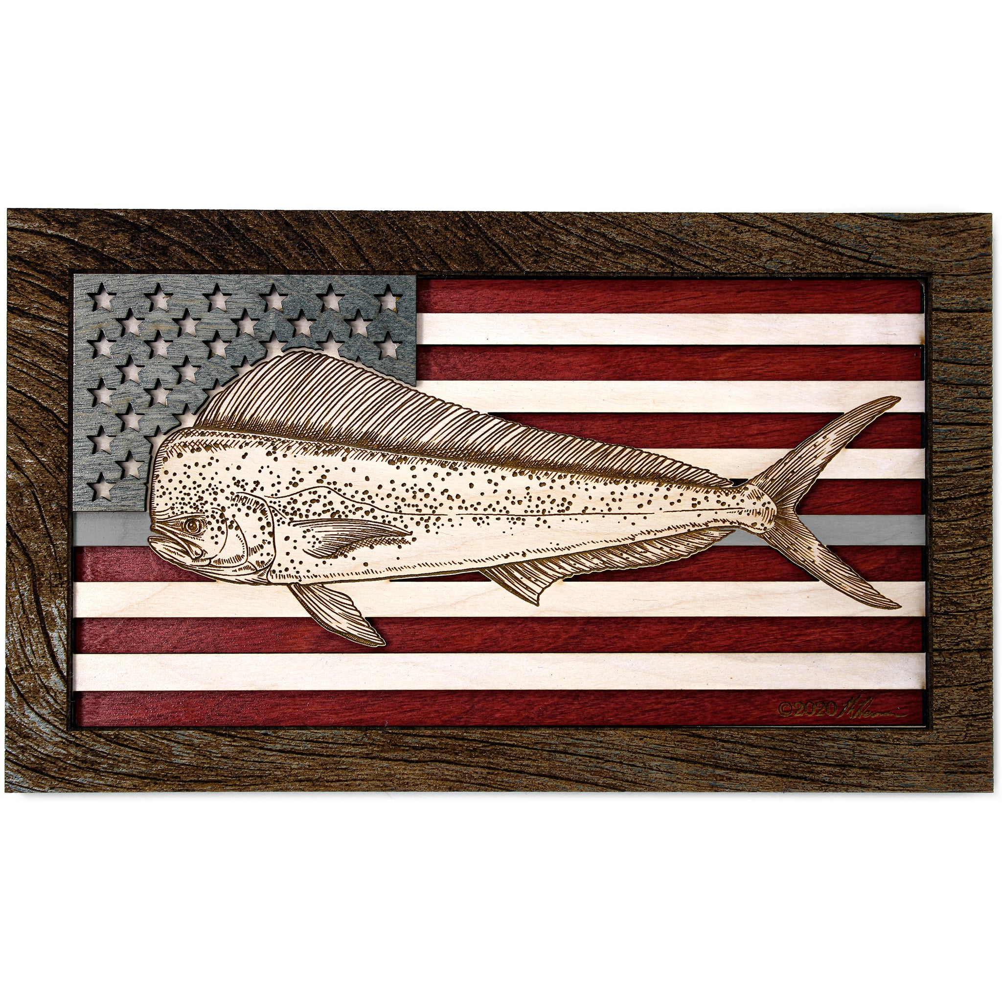 Wall Art - Mahi American Flag 3D Wood Art