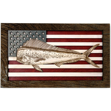 Arte de pared - Mahi bandera americana arte de madera 3D