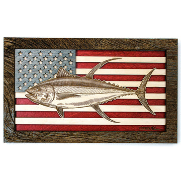 Arte de pared - Arte de madera 3D de la bandera americana de aleta amarilla
